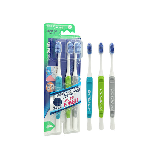 Lion Systema Toothbrush Spiral Bristle Compact Head 3pcs | Sasa Global eShop