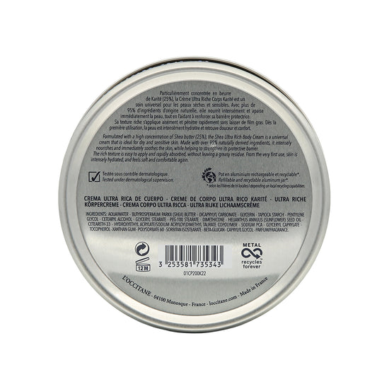 L'occitane Shea Butter Ultra Rich Body Cream 200ml | Sasa Global eShop