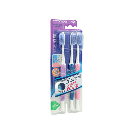 Lion Systema Toothbrush Spiral Bristle Regular Head 3pcs