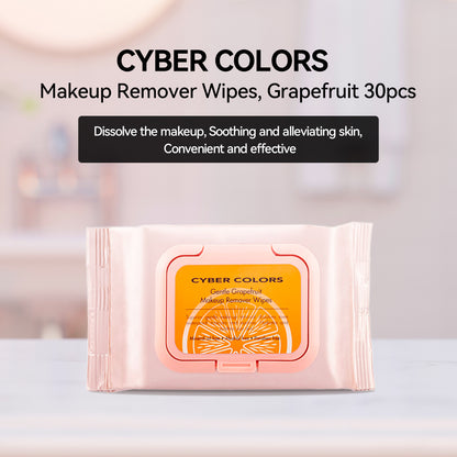 Cyber Colors Makeup Remover Wipes, Grapefruit 30PCS