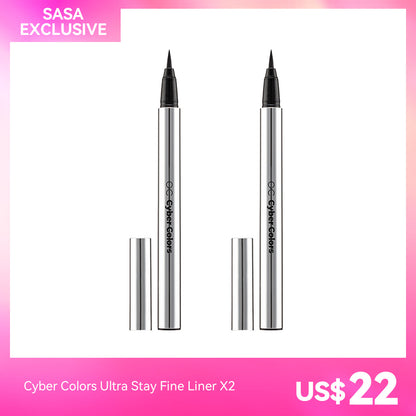 Cyber Colors Ultra Stay Fine Liner #01 Jet Black X2