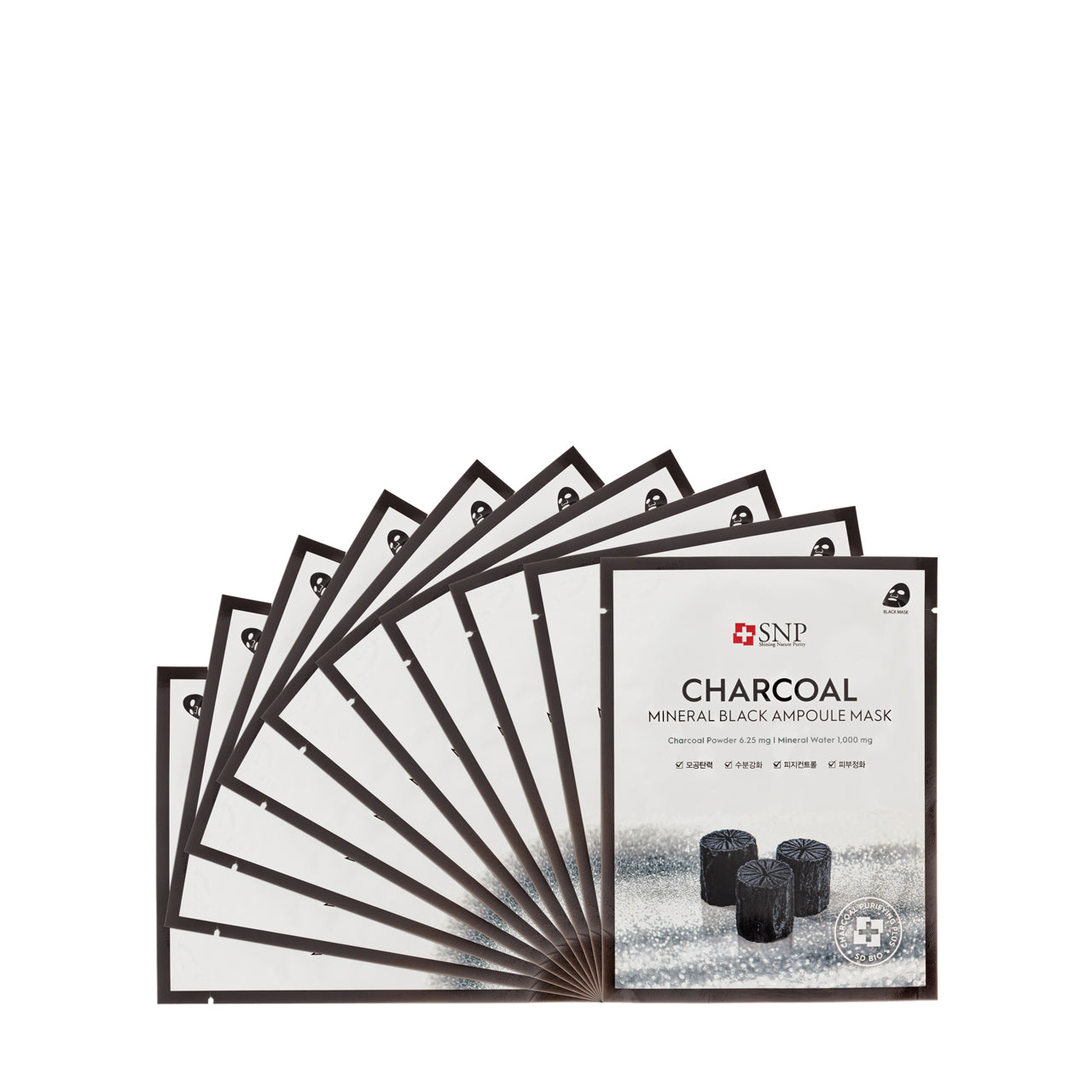 Snp Charcoal Mineral Black Ampoule Mask 10PCS | Sasa Global eShop