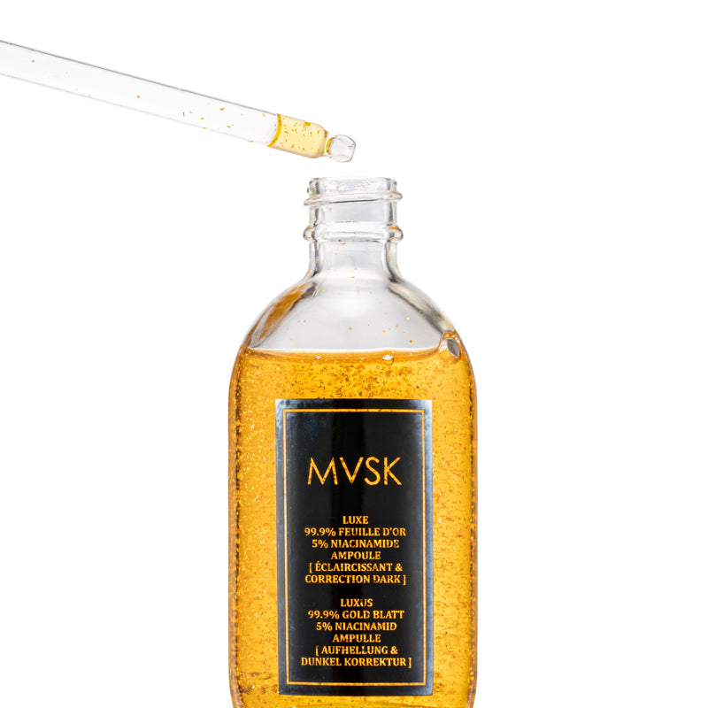 Mvsk Luxury 99.9% Gold Leaf Brightening & Dark Correcting Ampoules 100ML | Sasa Global eShop