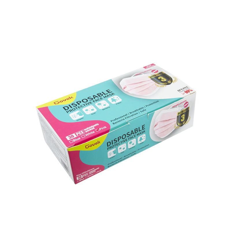 Govek Astm Level 3 Protective Mask Pink 30PCS | Sasa Global eShop