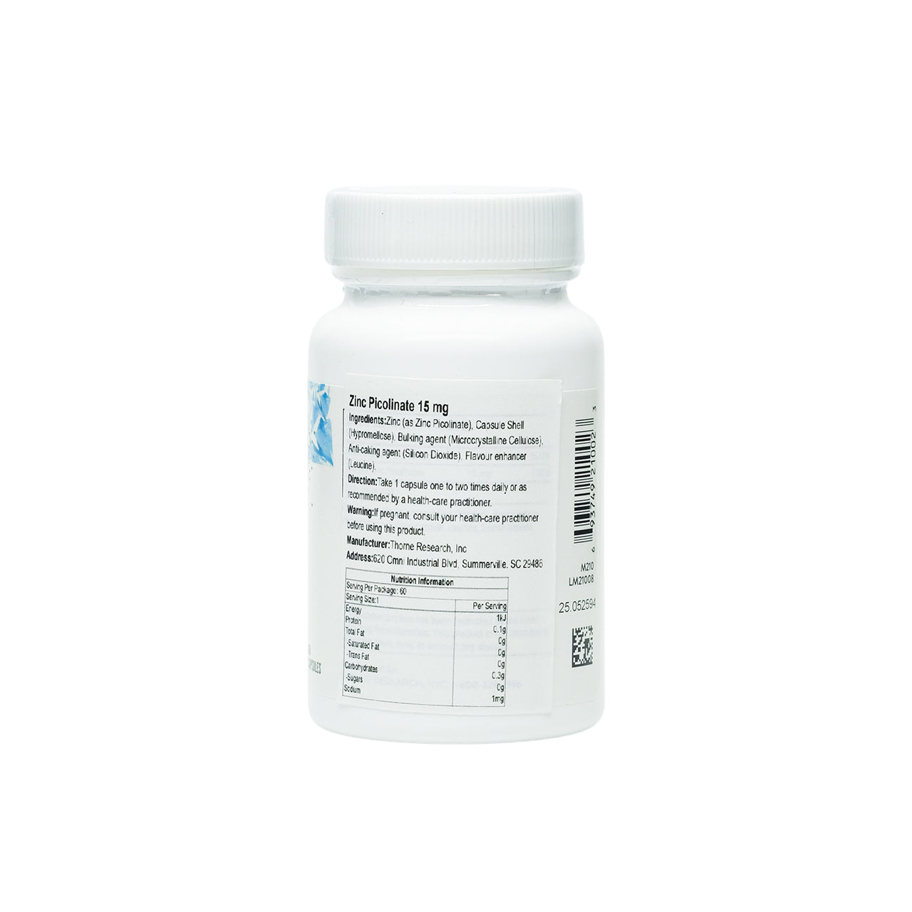 Thorne Zinc Picolinate 15 Mg 60 Tablets