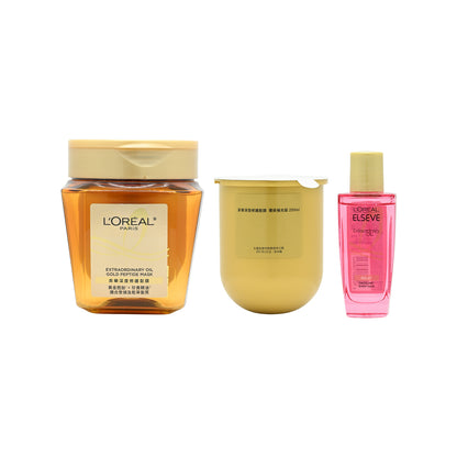 L'Oreal Paris Elseve Extraordinary Oil Gold Peptide Mask 1+1 Packset 3pcs