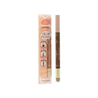 Canmake 3in1 Eyebrow #01 Natural Brown 1pc