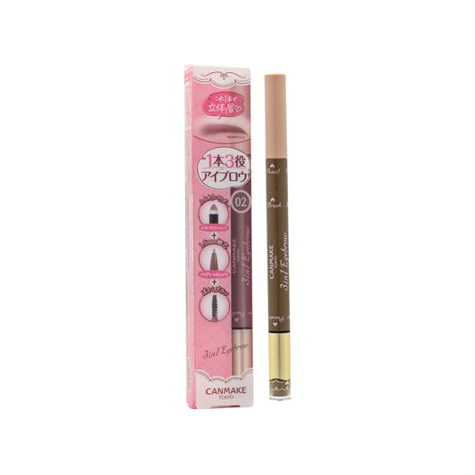 Canmake 3in1 Eyebrow  #02 Ash Brown 1pc