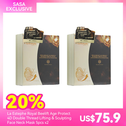 La Estephe Royal Beelift Age Protect 4D Double Thread Lifting & Sculpting Face Neck Mask 5pcs x2