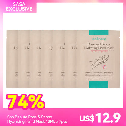 Soo Beaute Rose & Peony Hydrating Hand Mask 18ML x 7 pairs