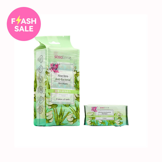 Sasatinnie Aloe Vera Anti-bacterial Wet Wipes 8pcs × 8pack
