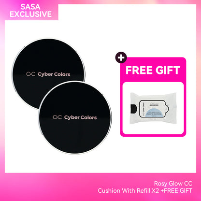 Cyber Colors SPF50 Pa+++ Rosy Glow CC Cushion With Refill 30ML +FREE GIFT