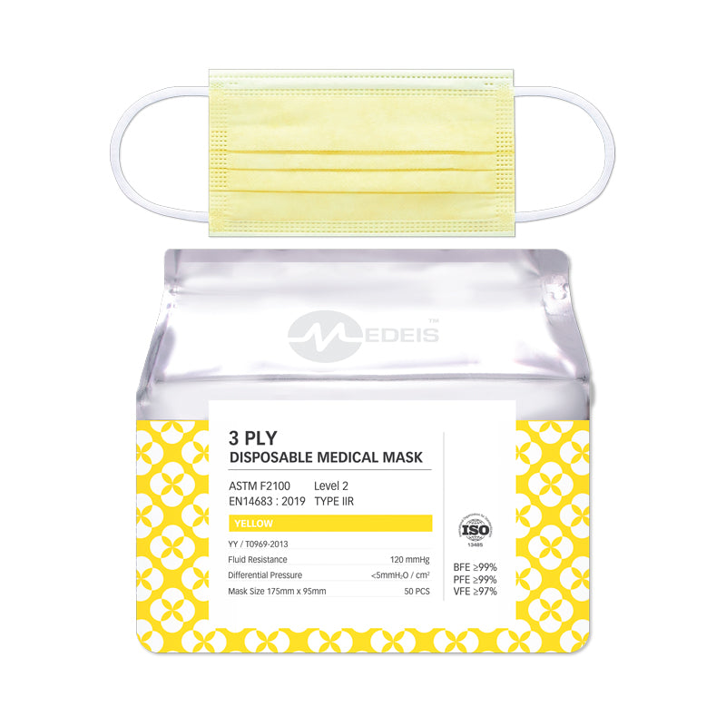 Medeis Disposable Medical Mask Yellow 50PCS | Sasa Global eShop