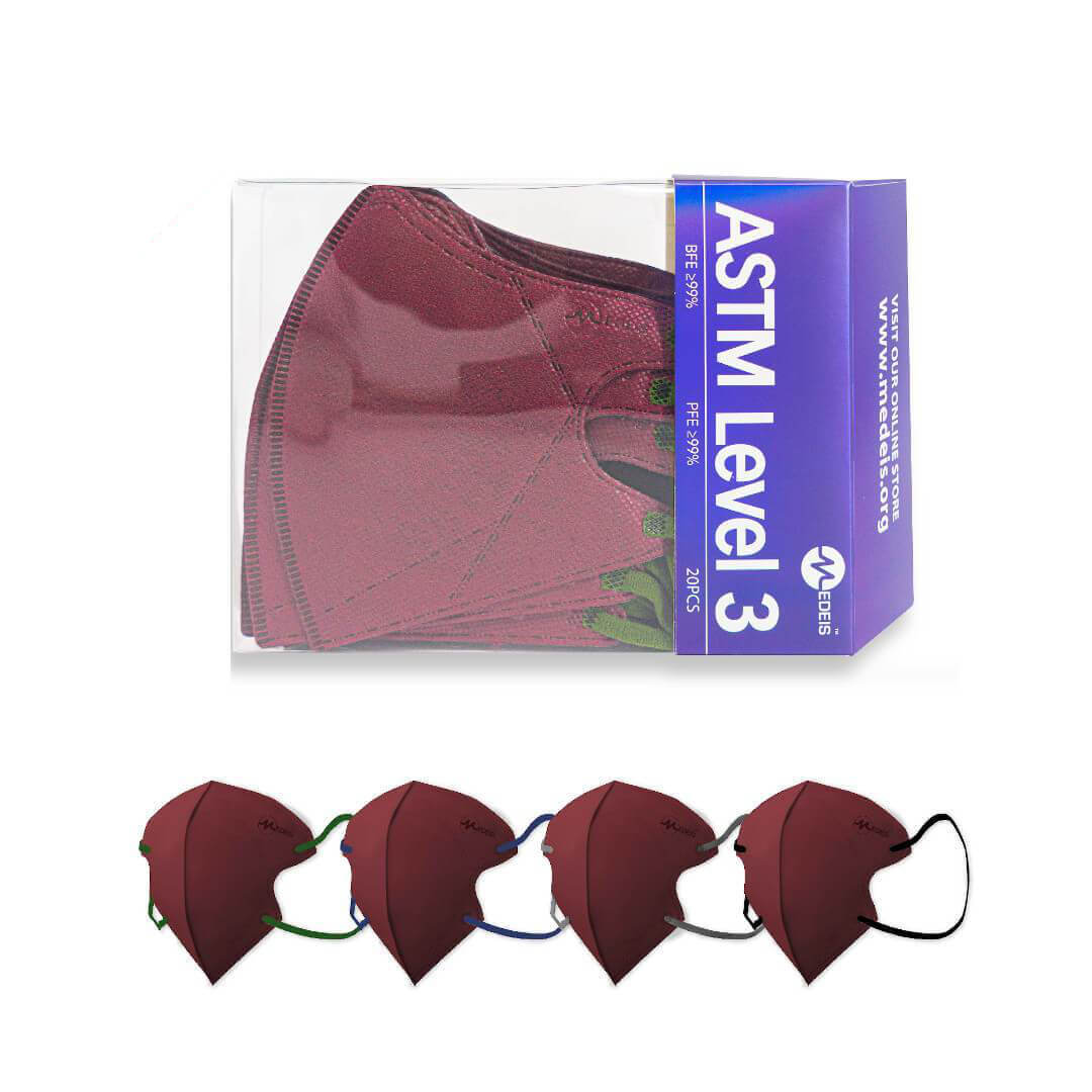 Medeis 3D Disposable Medical Mask - Burgundy 20PCS | Sasa Global eShop