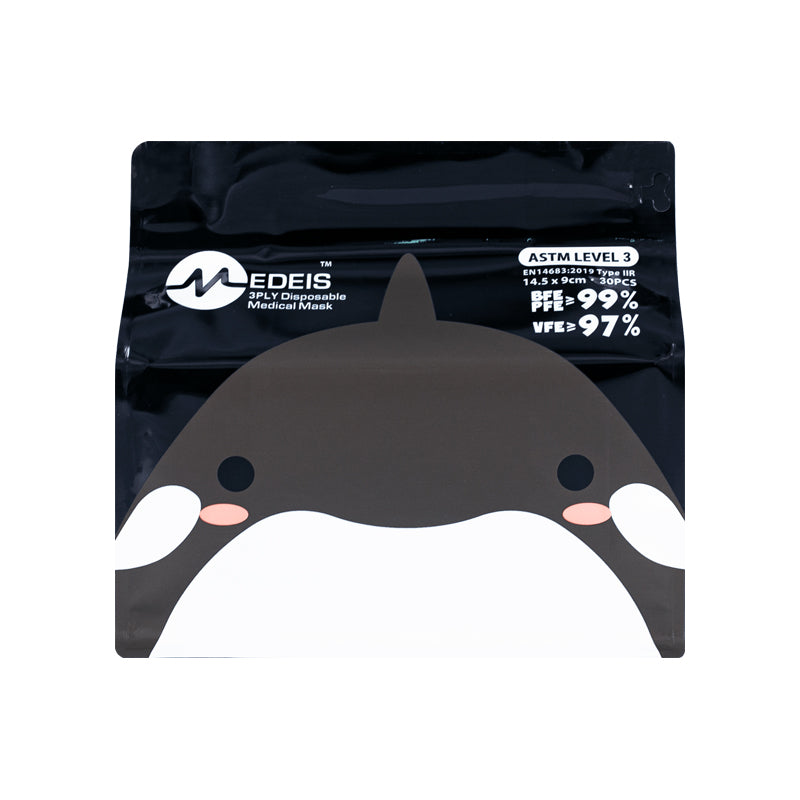 Medeis Disposable Medical Kid Mask Killer Whale Black 30PCS | Sasa Global eShop