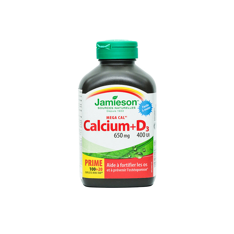 Jamieson Mega Cal Calcium 650Mg + Vitamin D3 400Iu 120 Capsules | Sasa Global eShop