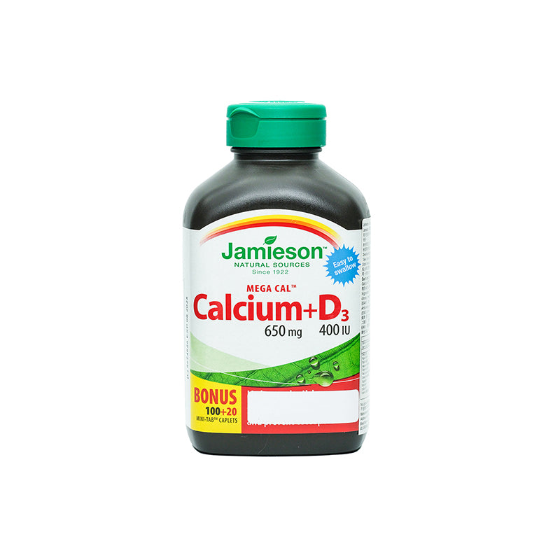 Jamieson Mega Cal Calcium 650Mg + Vitamin D3 400Iu 120 Capsules